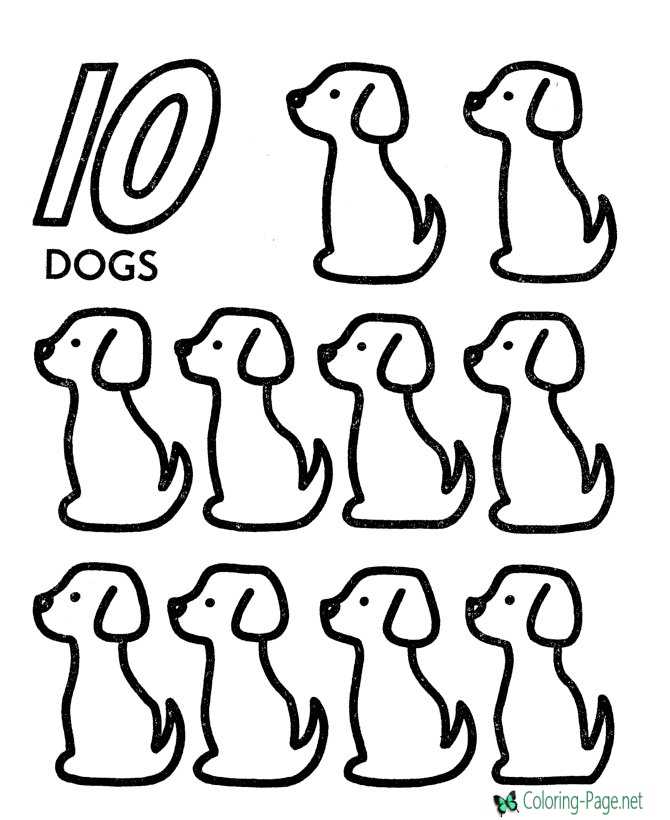 Printable Counting Worksheets 10 Dogs