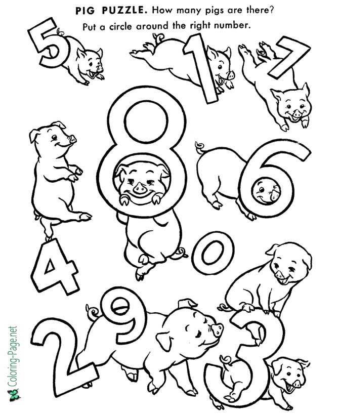 Printable Counting Worksheets Count Pigs
