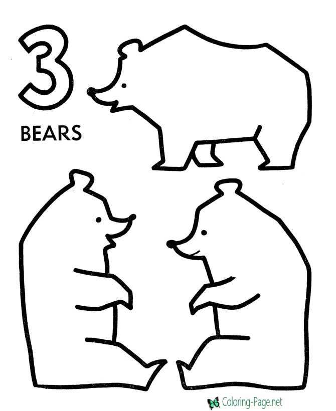 Printable Counting Worksheets 3 Bears