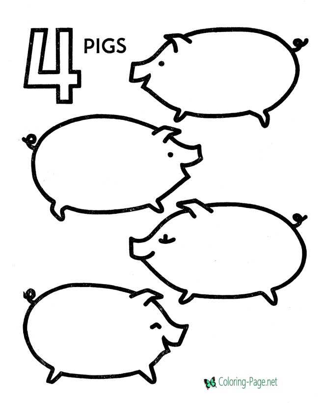 Printable Counting Worksheets 4 Pigs