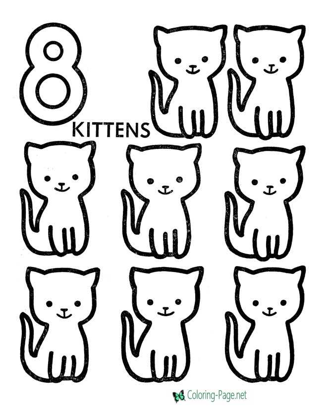 Printable Counting Worksheets 8 Cats