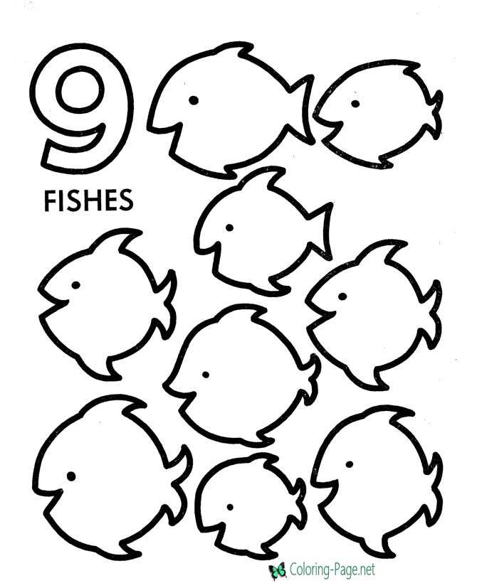 Printable Counting Worksheets 9 Fish
