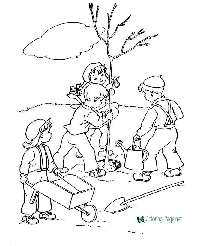 Arbor Day Coloring Pages - Kids and Trees