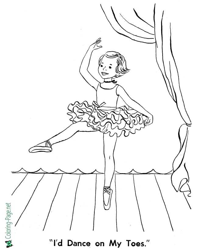 Dance on my toes! ballet coloring page