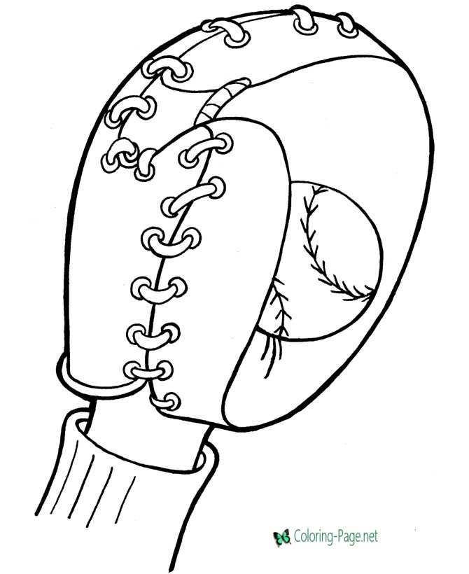Baseball Coloring Pages - Ball and Glove