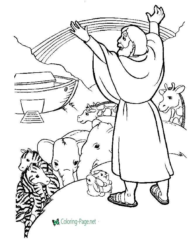 Rainbow after Flood Bible Coloring Page