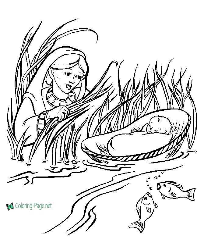 Baby Moses Bible Coloring Page