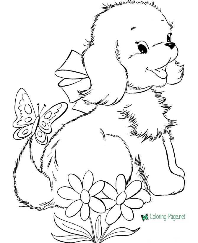 Dogs and Flowers Dog Coloring Pages