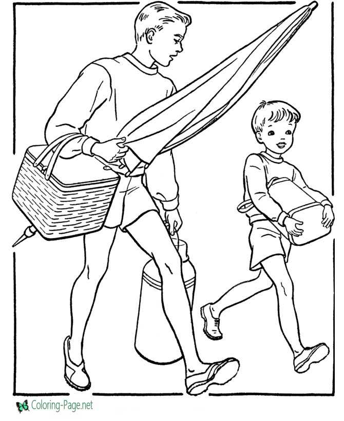 Father´s Day Coloring Page Beach Day