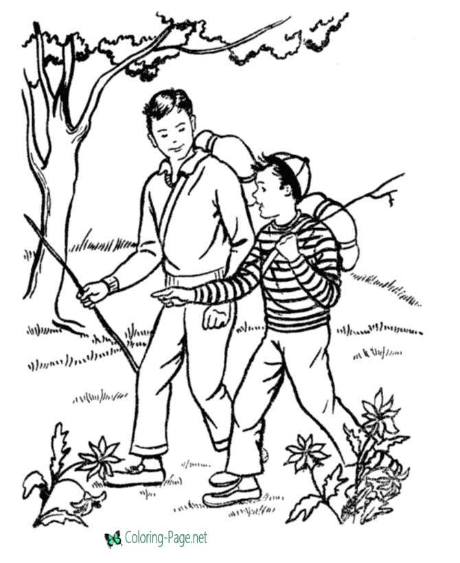 Free Father´s Day Coloring Pages Camping Dad
