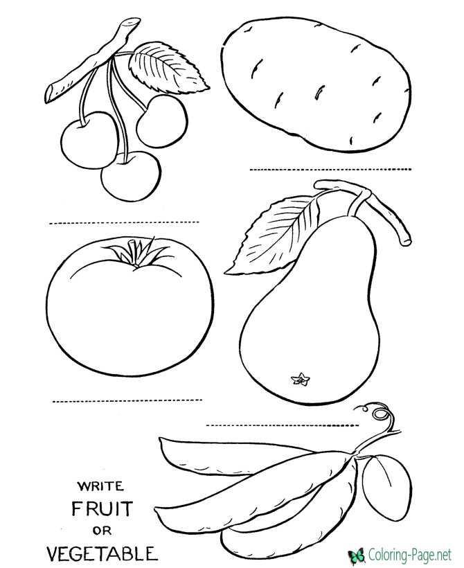 Preschool Food Coloring Page Fruit or Vegetable