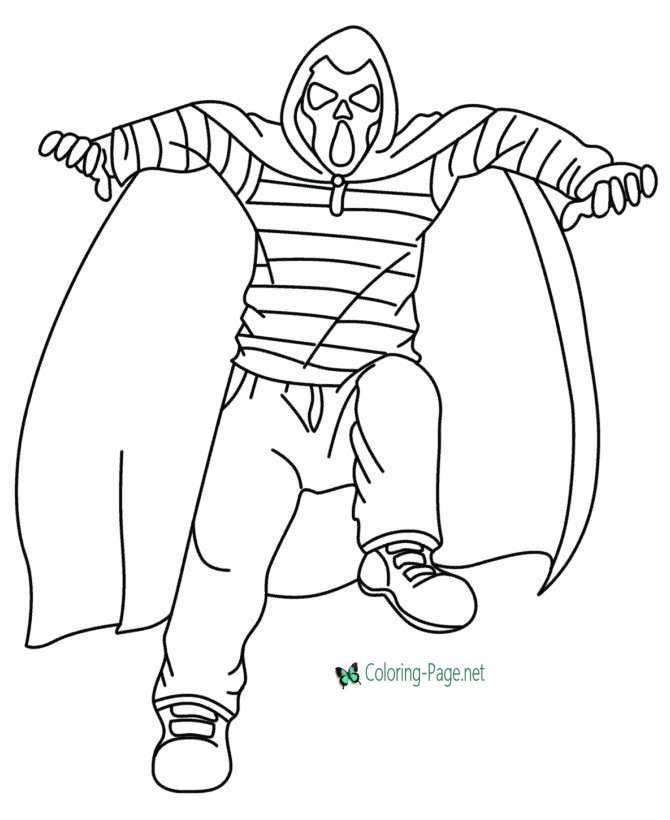 Halloween Coloring Pages Scary Costume