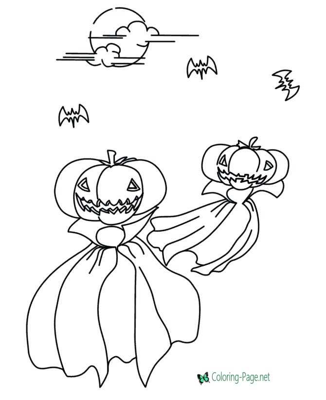 Halloween Coloring Pages Pumpkin Heads