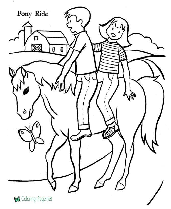 Horse Coloring Pages Girl Boy Riders