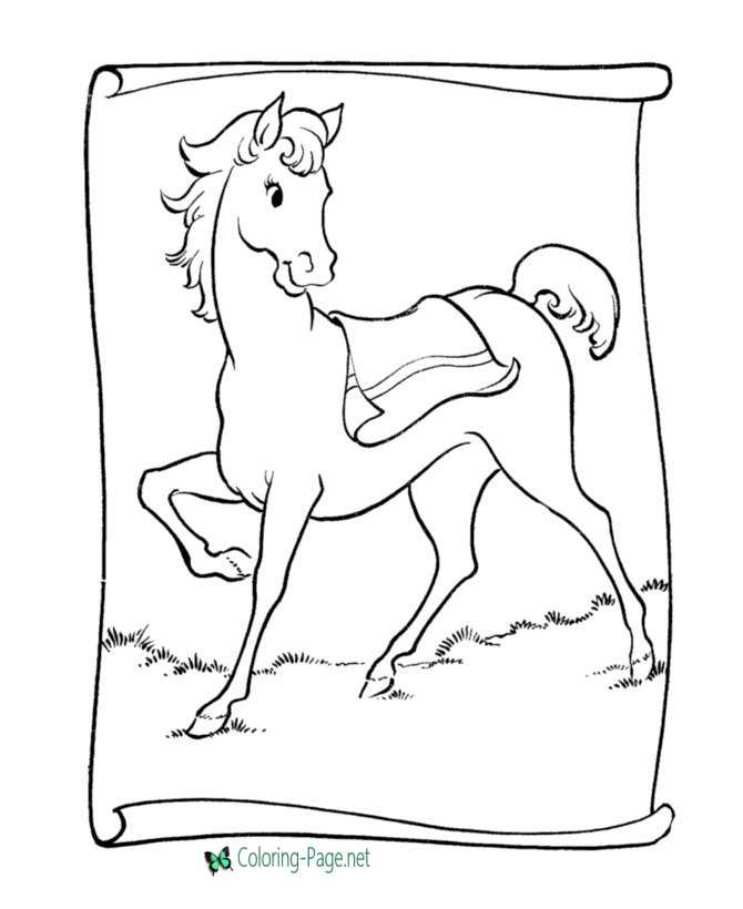 Horse Coloring Pages Saddle Pony
