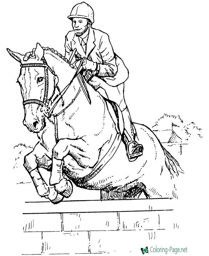 jumping horses coloring pages