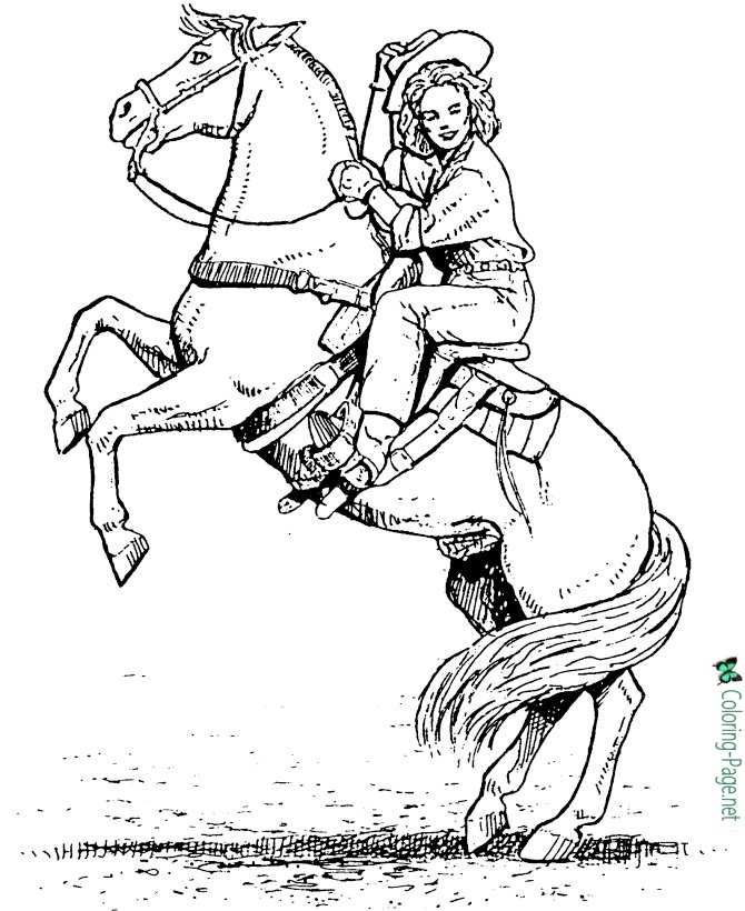 Horse Coloring Pages Cow Girls