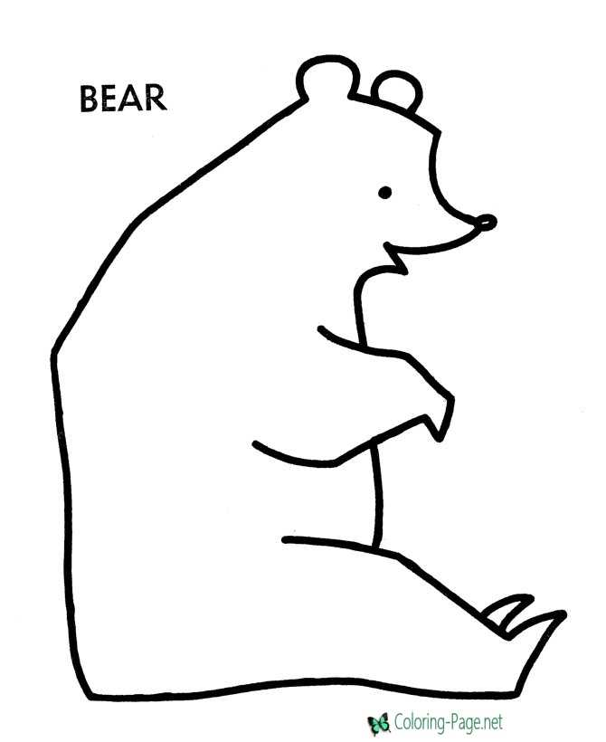 Preschool Coloring Pages Bear to Print