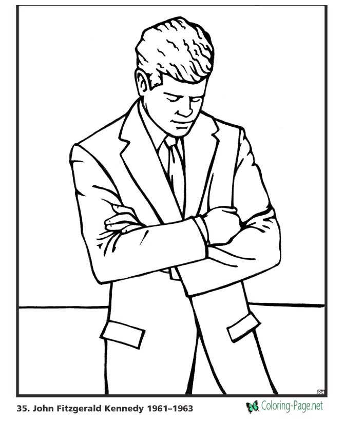US Presidents Coloring Pages John F Kennedy