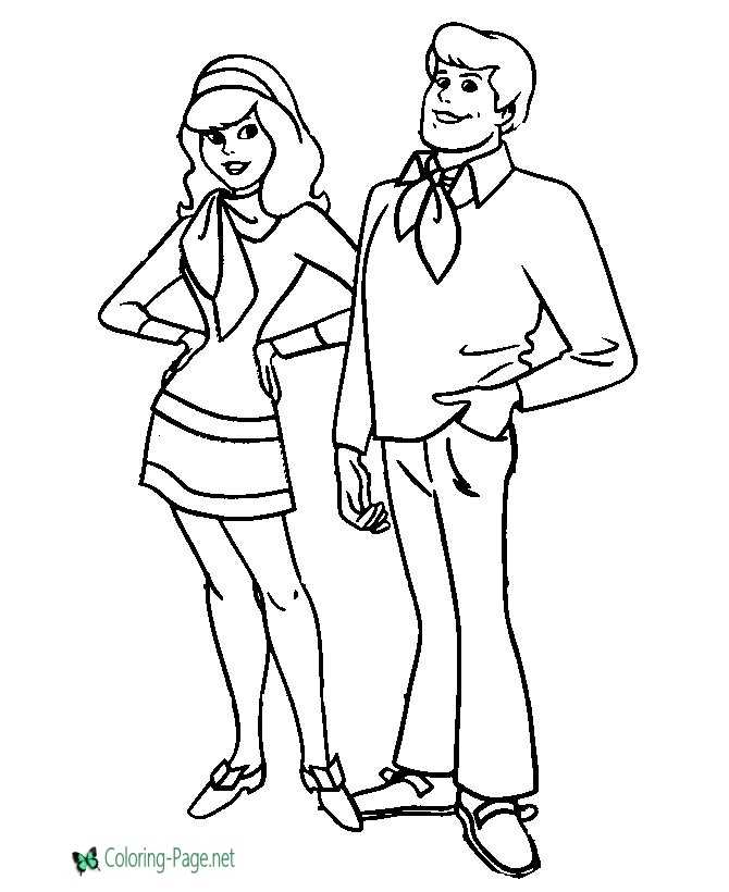 printable scooby doo coloring page - Daphne and Fred