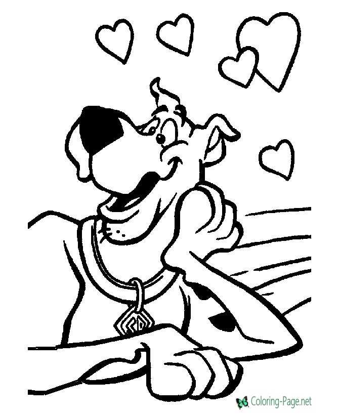 printable scooby doo in love coloring page