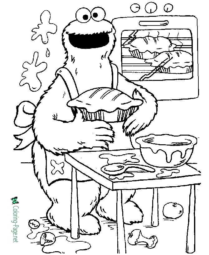 printable Sesame Street Cookie Monster coloring page
