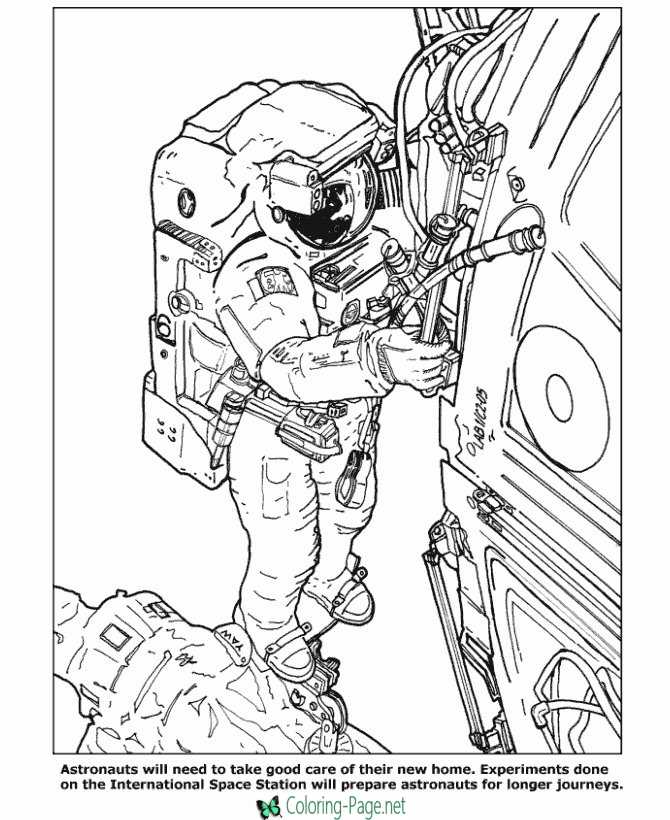 International Space Station Coloring Pages Astronauts