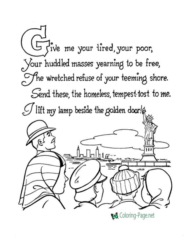 Statue Of Liberty Poem Printable Printable Templates