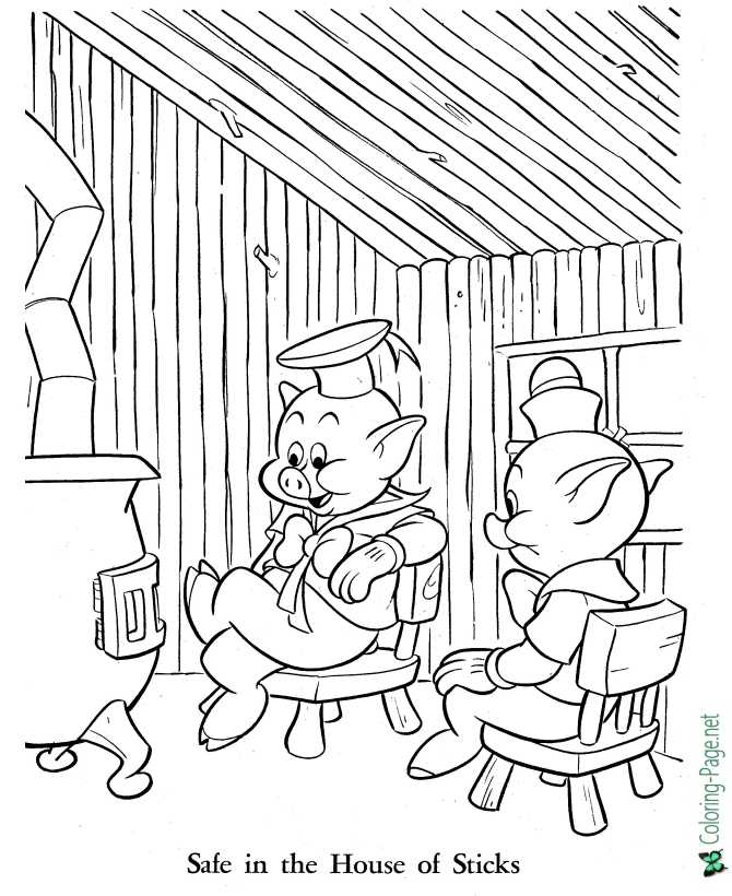 three little pigs pictures to color