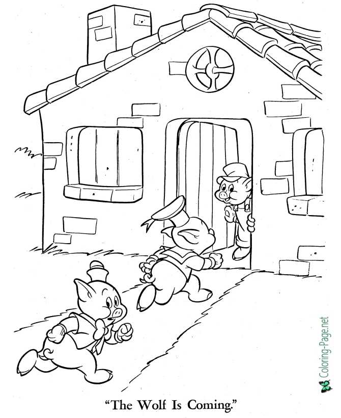 three little pigs coloring page for children