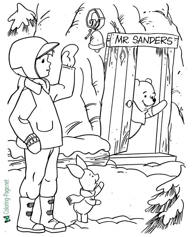 printable piglet and winnie the pooh coloring page