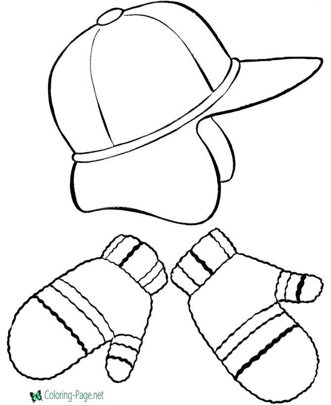 Winter Coloring Pages Mittens and Hat