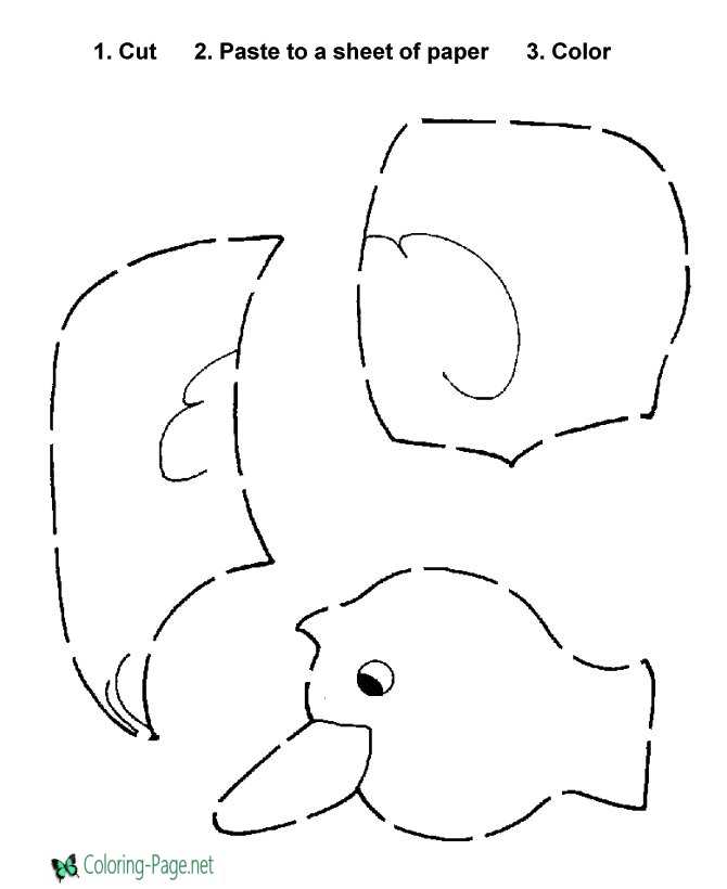 duck cut out kids activity worksheets