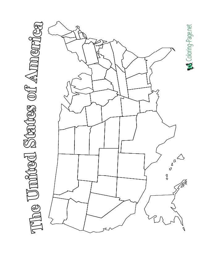Download USA Map 4th of July Coloring Pages