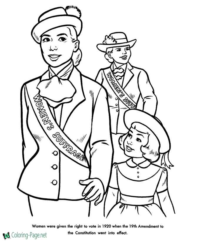 Women Right to Vote American History for Kids Coloring Pages