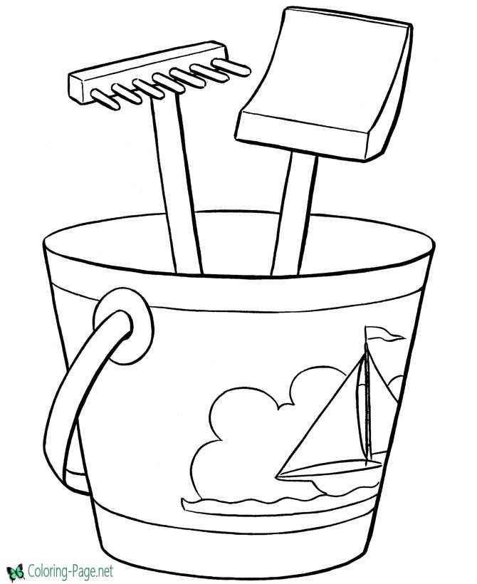 Free Beach Coloring Pages Sand Bucket