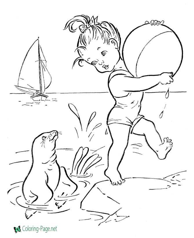 girl swimming coloring page