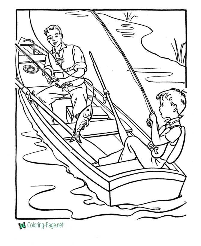 fishing boat coloring page