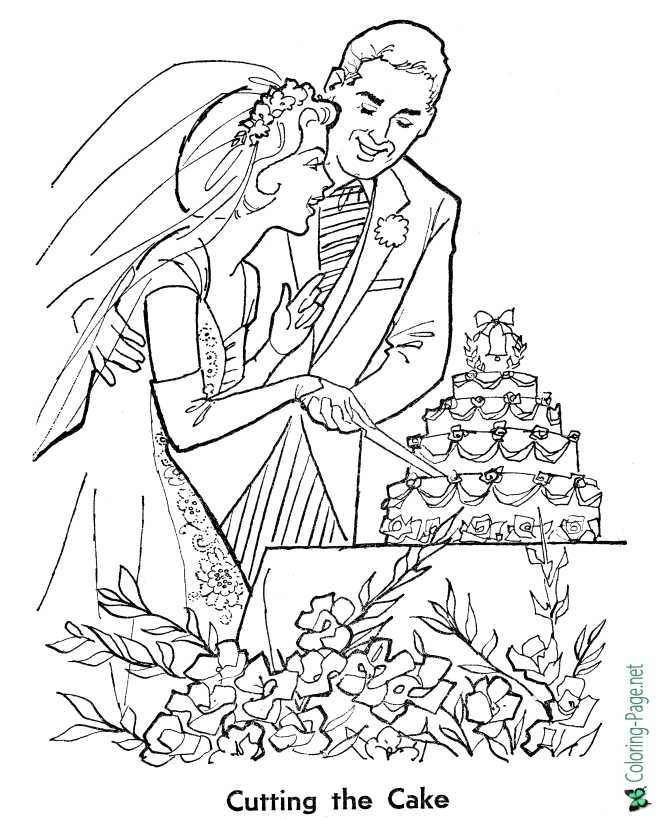 bride and groom wedding coloring pages