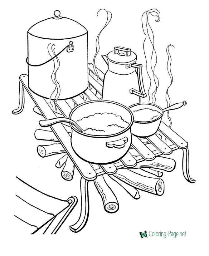 campfire-cooking-camping-coloring-pages