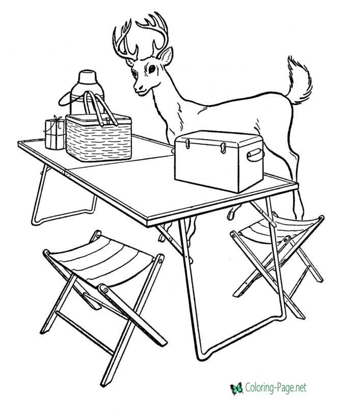 picnic table coloring page