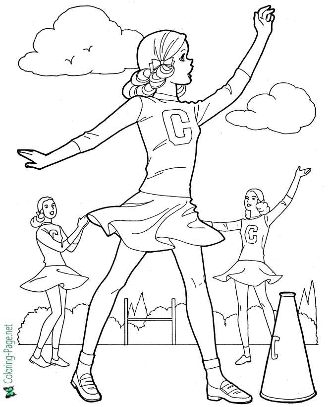 Cheerleaders Coloring Page - 04