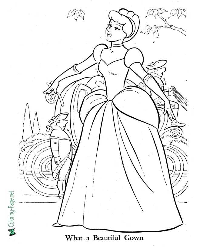 Cinderella Coloring Page - A Beautiful Ball Gown