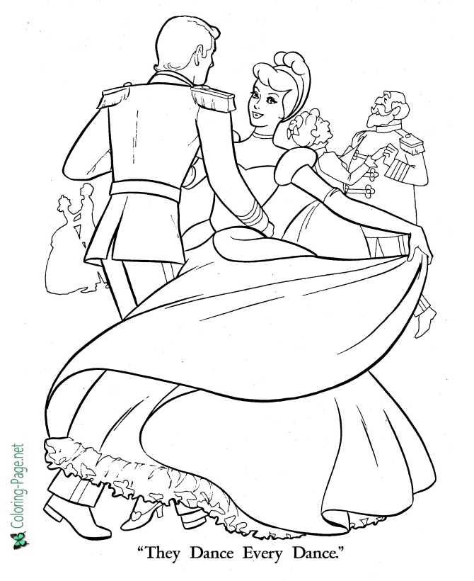 cinderella and prince charming dancing coloring pages