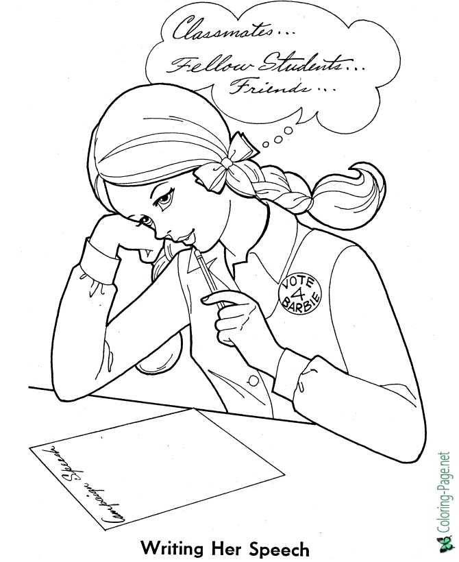 School Girl Coloring Page