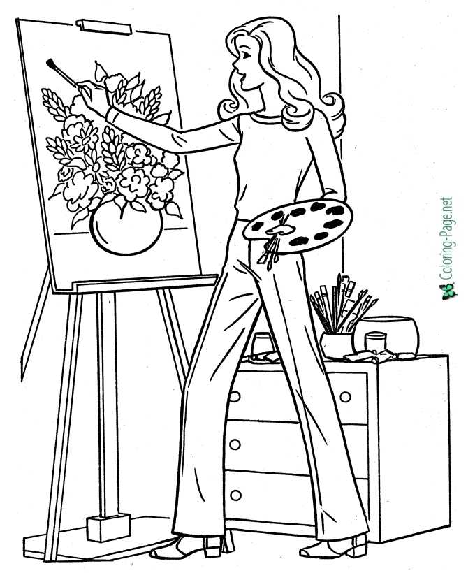 Easel coloring page printable game