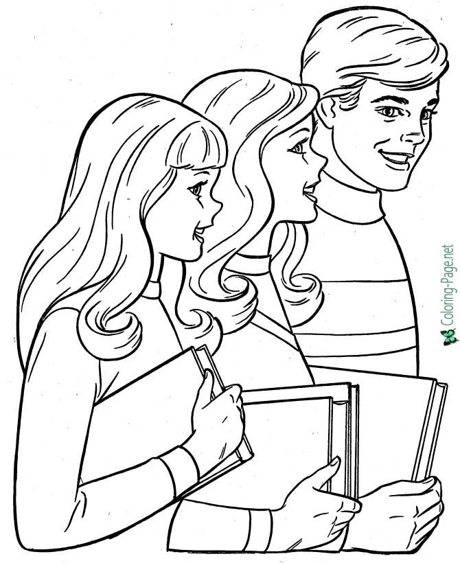 Download Girls at School - Coloring Pages for Girls