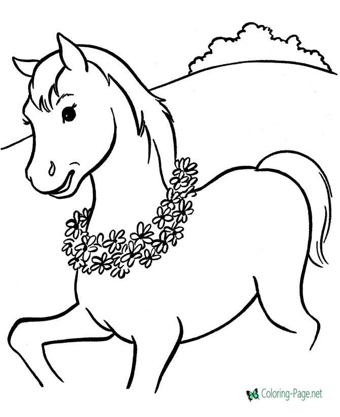 horse to color for kids