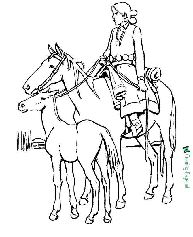indian horses coloring pages