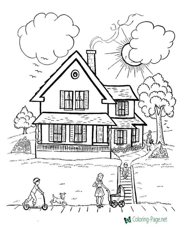 Download House Coloring Pages Country Houses